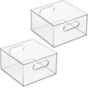 image:imagemDesign Deep Plastic Stackable Kitchen Storage Organizer Container Bin for Pantry Cabinet Cupboard Shelves Fridge or Freezer  Holds Dry Goods Sauces Condiments Ligne Collection 2 Pack Clear