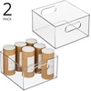 image:imagemDesign Deep Plastic Stackable Kitchen Storage Organizer Container Bin for Pantry Cabinet Cupboard Shelves Fridge or Freezer  Holds Dry Goods Sauces Condiments Ligne Collection 2 Pack Clear
