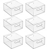 image:imagemDesign Deep Plastic Stackable Storage Organizer Container Bin Office Organization for Filing Cabinet Cupboard Shelves and Desk  Holds Notepads Pens Pencils  Ligne Collection 6 Pack Clear