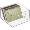 image:imagemDesign Deep Plastic Stackable Storage Organizer Container Bin Office Organization for Filing Cabinet Cupboard Shelves and Desk  Holds Notepads Pens Pencils  Ligne Collection 6 Pack Clear