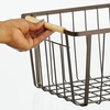 image:imagemDesign Farmhouse Decor Metal Wire Pantry Home Organizer Storage Bin Basket  for Cabinets Shelves Countertops Bathroom Bedroom Kitchen Closet  Set of 3  BronzeWood Handles