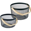 image:imagemDesign Farmhouse Metal Storage Organizer Basket Bin with Wood Handles  for Bathroom Office Entryway Closet Cabinet Bedroom Laundry Room Nursery Kids Toy Room Set of 2  Black
