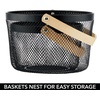 image:imagemDesign Farmhouse Metal Storage Organizer Basket Bin with Wood Handles  for Bathroom Office Entryway Closet Cabinet Bedroom Laundry Room Nursery Kids Toy Room Set of 2  Black