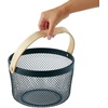 image:imagemDesign Farmhouse Metal Storage Organizer Basket Bin with Wood Handles  for Bathroom Office Entryway Closet Cabinet Bedroom Laundry Room Nursery Kids Toy Room Set of 2  Black