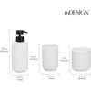 image:imagemDesign Fluted Resin 3Piece Bathroom Vanity Countertop Accessories  Soap Dispenser Tumbler Rinsing Cup and Canister Holder Sets  Complete Modern Counter Aesthetic  Set of 3  White