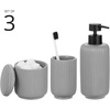 image:imagemDesign Fluted Resin 3Piece Bathroom Vanity Countertop Accessories  Soap Dispenser Tumbler Rinsing Cup and Canister Holder Sets  Complete Modern Counter Aesthetic  Set of 3  Gray
