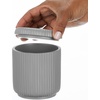 image:imagemDesign Fluted Resin 3Piece Bathroom Vanity Countertop Accessories  Soap Dispenser Tumbler Rinsing Cup and Canister Holder Sets  Complete Modern Counter Aesthetic  Set of 3  Gray