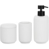 image:imagemDesign Fluted Resin 3Piece Bathroom Vanity Countertop Accessories  Soap Dispenser Tumbler Rinsing Cup and Canister Holder Sets  Complete Modern Counter Aesthetic  Set of 3  White