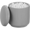 image:imagemDesign Fluted Resin 3Piece Bathroom Vanity Countertop Accessories  Soap Dispenser Tumbler Rinsing Cup and Canister Holder Sets  Complete Modern Counter Aesthetic  Set of 3  Gray