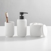 image:imagemDesign Fluted Resin 3Piece Bathroom Vanity Countertop Accessories  Soap Dispenser Tumbler Rinsing Cup and Canister Holder Sets  Complete Modern Counter Aesthetic  Set of 3  White