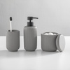 image:imagemDesign Fluted Resin 3Piece Bathroom Vanity Countertop Accessories  Soap Dispenser Tumbler Rinsing Cup and Canister Holder Sets  Complete Modern Counter Aesthetic  Set of 3  Gray