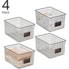 image:imagemDesign Large Metal Farmhouse Storage Organizer Bin Baskets with Label Slot for Closet Cabinet Cupboard  Wire Organizing Basket Holds Clothing Linens Shoes Omaha Collection 4 Pack Bronze