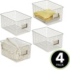 image:imagemDesign Large Metal Farmhouse Storage Organizer Bin Baskets with Label Slot for Closet Cabinet Cupboard  Wire Organizing Basket Holds Clothing Linens Shoes Omaha Collection 4 Pack Satin