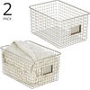 image:imagemDesign Large Metal Farmhouse Storage Organizer Bin Baskets with Label Slot for Closet Cabinet Cupboard  Wire Organizing Basket Holds Clothing Linens Shoes Omaha Collection 2 Pack Satin