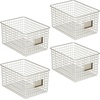 image:imagemDesign Large Metal Farmhouse Storage Organizer Bin Baskets with Label Slot for Closet Cabinet Cupboard  Wire Organizing Basket Holds Clothing Linens Shoes Omaha Collection 4 Pack Satin
