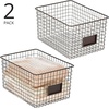 image:imagemDesign Large Metal Farmhouse Storage Organizer Bin Baskets with Label Slot for Closet Cabinet Cupboard  Wire Organizing Basket Holds Clothing Linens Shoes Omaha Collection 2 Pack Bronze
