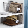 image:imagemDesign Large Metal Farmhouse Storage Organizer Bin Baskets with Label Slot for Closet Cabinet Cupboard  Wire Organizing Basket Holds Clothing Linens Shoes Omaha Collection 4 Pack Bronze