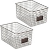image:imagemDesign Large Metal Farmhouse Storage Organizer Bin Baskets with Label Slot for Closet Cabinet Cupboard  Wire Organizing Basket Holds Clothing Linens Shoes Omaha Collection 2 Pack Bronze