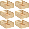 image:imagemDesign Large Wooden Rectangular Organizer Natural Cane Storage Bin with BuiltIn Handles for Kitchen Pantry or Cabinet Multipurpose Organizing Bin 6 Pack Natural