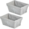 image:imagemDesign Medium Metal Farmhouse Home Storage Organizer Basket  Chicken Wire Design Fabric Liner for Kitchen Bathroom Living Room Pantry Cupboard Shelves Countertop 2 Pack WhiteGray