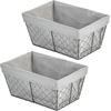image:imagemDesign Medium Metal Farmhouse Home Storage Organizer Basket  Chicken Wire Design Fabric Liner for Kitchen Bathroom Living Room Pantry Cupboard Shelves Countertop 2 Pack  BlackGray