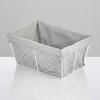 image:imagemDesign Medium Metal Farmhouse Home Storage Organizer Basket  Chicken Wire Design Fabric Liner for Kitchen Bathroom Living Room Pantry Cupboard Shelves Countertop 4 Pack  WhiteGray