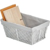 image:imagemDesign Medium Metal Farmhouse Home Storage Organizer Basket  Chicken Wire Design Fabric Liner for Kitchen Bathroom Living Room Pantry Cupboard Shelves Countertop 2 Pack WhiteGray