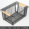 image:imagemDesign Metal Farmhouse Wire Organizer Storage Bin Basket with Handle  Rustic Container Organizers for Cabinet Shelves Counter Bathroom or Kitchen Pantry  Set of 3  Matte Black