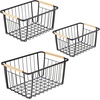 image:imagemDesign Metal Farmhouse Wire Organizer Storage Bin Basket with Handle  Rustic Container Organizers for Cabinet Shelves Counter Bathroom or Kitchen Pantry  Set of 3  Matte Black