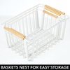 image:imagemDesign Metal Farmhouse Wire Organizer Storage Bin Basket with Handle  Rustic Container Organizers for Cabinet Shelves Counter Bathroom or Kitchen Pantry  Set of 6  Matte White