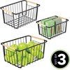 image:imagemDesign Metal Farmhouse Wire Organizer Storage Bin Basket with Handle  Rustic Container Organizers for Cabinet Shelves Counter Bathroom or Kitchen Pantry  Set of 3  Matte Black