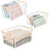 image:imagemDesign Metal Farmhouse Wire Organizer Storage Bin Basket with Handle  Rustic Container Organizers for Cabinet Shelves Counter Bathroom or Kitchen Pantry  Set of 6  Matte White