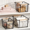 image:imagemDesign Metal Farmhouse Wire Organizer Storage Bin Basket with Handle  Rustic Container Organizers for Cabinet Shelves Counter Bathroom or Kitchen Pantry  Set of 6  Matte Black