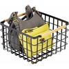 image:imagemDesign Metal Steel Wire Square Organizer Storage Basket w Bamboo Handles for Closet Shelves Holds Linens Blankets Slippers Scarves Hats Gloves  Yami Collection  4 Pack  Matte BlackNatural
