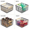 image:imagemDesign Metal Steel Wire Square Organizer Storage Basket w Bamboo Handles for Closet Shelves Holds Linens Blankets Slippers Scarves Hats Gloves  Yami Collection  4 Pack  Matte BlackNatural