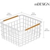 image:imagemDesign Metal Steel Wire Square Organizer Storage Basket wBamboo Handles for Closet Shelves Holds Linens Blankets Slippers Scarves Hats Gloves  Yami Collection  2 Pack  Matte WhiteNatural