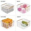 image:imagemDesign Metal Steel Wire Square Organizer Storage Basket wBamboo Handles for Closet Shelves Holds Linens Blankets Slippers Scarves Hats Gloves  Yami Collection  4 Pack  Matte WhiteNatural