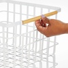 image:imagemDesign Metal Steel Wire Square Organizer Storage Basket wBamboo Handles for Closet Shelves Holds Linens Blankets Slippers Scarves Hats Gloves  Yami Collection  2 Pack  Matte WhiteNatural