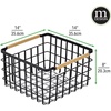 image:imagemDesign Metal Steel Wire Square Organizer Storage Basket wBamboo Handles for Closet Shelves Holds Linens Blankets Slippers Scarves Hats Gloves  Yami Collection  Matte BlackNatural
