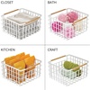 image:imagemDesign Metal Steel Wire Square Organizer Storage Basket wBamboo Handles for Closet Shelves Holds Linens Blankets Slippers Scarves Hats Gloves  Yami Collection  2 Pack  Matte WhiteNatural