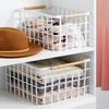 image:imagemDesign Metal Wire Closet Storage Basket Bin Organizer with Wood Handles for Bedroom Bathroom Mudroom Entryway Hallway or Linen Closet Organization  Yami Collection Matte WhiteNatural