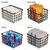 image:imagemDesign Metal Wire Closet Storage Basket Bin Organizer with Wood Handles for Bedroom Bathroom Mudroom Entryway Hallway or Linen Closet Organization  Yami Collection  4 Pack Matte BlackNatural