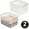 image:imagemDesign Metal Wire Closet Storage Basket Bin Organizer with Wood Handles for Bedroom Bathroom Mudroom Entryway Hallway or Linen Closet Organization  Yami Collection  2 Pack Matte WhiteNatural
