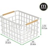 image:imagemDesign Metal Wire Closet Storage Basket Bin Organizer with Wood Handles for Bedroom Bathroom Mudroom Entryway Hallway or Linen Closet Organization  Yami Collection  2 Pack Matte WhiteNatural