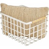 image:imagemDesign Metal Wire Closet Storage Basket Bin Organizer with Wood Handles for Bedroom Bathroom Mudroom Entryway Hallway or Linen Closet Organization  Yami Collection  2 Pack Matte WhiteNatural