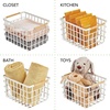 image:imagemDesign Metal Wire Closet Storage Basket Bin Organizer with Wood Handles for Bedroom Bathroom Mudroom Entryway Hallway or Linen Closet Organization  Yami Collection  2 Pack Matte WhiteNatural