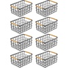 image:imagemDesign Metal Wire Food Organizer Storage Bin Basket with Bamboo Handles for Kitchen CabinetsPantry Organizing  Farmhouse Decor  Yami Collection  8 Pack  Graphite GrayNatural