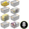 image:imagemDesign Metal Wire Food Organizer Storage Bin Basket with Bamboo Handles for Kitchen CabinetsPantry Organizing  Farmhouse Decor  Yami Collection  8 Pack  Graphite GrayNatural