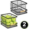 image:imagemDesign Metal Wire Rustic Farmhouse Large Food Organizer Stackable Storage Bin Basket with Bamboo Wood Handle for Kitchen Pantry Shelf Cabinet or Cupboard  2 Pack  BlackNatural