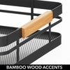 image:imagemDesign Metal Wire Rustic Farmhouse Large Food Organizer Stackable Storage Bin Basket with Bamboo Wood Handle for Kitchen Pantry Shelf Cabinet or Cupboard  2 Pack  BlackNatural